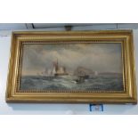 MARITIME SCENE with rocky coastline, oil on canvas 19th Century