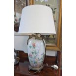 A TABLE LAMP in the form of an urn, with grey shade and another similar (2)