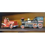 A TRADEMARK MODERN TOYS JAPANESE TINPLATE MODEL OF A WESTERN STEAM LOCOMOTIVE, p