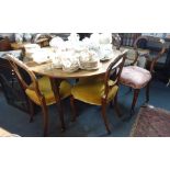 A SET OF FOUR VICTORIAN BALLOON BACK CHAIRS with carved decoration and one simil