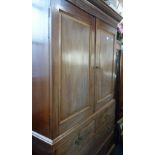 A GEORGE III MAHOGANY LINEN PRESS fitted five slides, 125cm wide