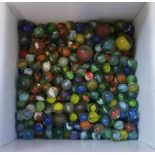 A COLLECTION OF VINTAGE GLASS MARBLES