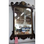 A GEORGE III STYLE MAHOGANY FRAMED WALL MIRROR, 53cm wide