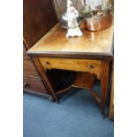 A LATE VICTORIAN ROSEWOOD AND MARQUETRY ENVELOPE CARD TABLE fitted a drawer