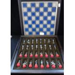 A BATTLE OF WATERLOO CHESS SET with board