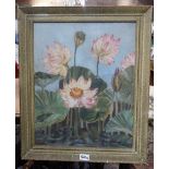 CARLOTTA EDWARDS; WATER LILIES, oil on canvas