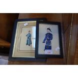TWO 19TH CENTURY CHINESE PITH PAPER PAINTINGS, figures in costumes