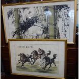 A CHINESE WATERCOLOUR PAINTING OF BAMBOO with inscriptions and seals and another similar of