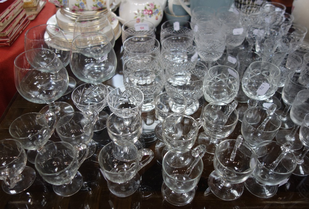 SIX CUT GLASS WHISKY TUMBLERS and a further collection of glassware