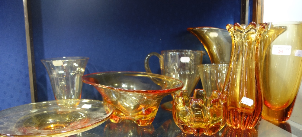 A COLLECTION OF AMBER WHITEFRIARS GLASS