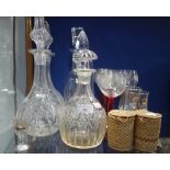 A PAIR OF VICTORIAN CUT GLASS DECANTERS and other similar glassware