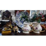 A MINIATURE ROYAL DOULTON WINSTON CHURCHILL CHARACTER JUG, a Tiger's Eye ashtray and sundries