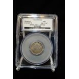 A SILVER SIXPENCE, VICTORIA 1897 - (CGS encapsulated and graded)