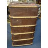 A 1930S CANVAS AND WOODEN BOUND CABIN TRUNK, 92cm wide