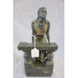 AN INVER ART 'MIRO' COLLECTION bronzed Spanish sculpture, a woman leaning on a balustrade