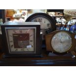 A 1920S OAK CASED NAPOLEON HAT WESTMINSTER CHIME CLOCK and two other clocks