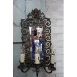 A THREE SCONCE CAST METAL ROCOCO STYLE GIRANDOLE (ELECTRIFIED)