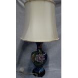 A CHINESE CLOISONNE TABLE LAMP OF VASE FORM, decorated with peonies, 45cm high (excluding fitting)