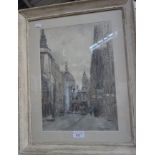 A VIEW OF ST PAUL'S FROM FLEET STREET, pencil and watercolour, signed Amy Joseph c. 1960s