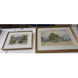 GEORGE SYKES: A late 19th Century watercolour depicting a mountain stream and another watercolour