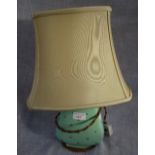 A 1950'S/60'S 'PRIMAVERA' CERAMIC TABLE LAMP with gold star decoration and cream shade