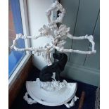 A VICTORIAN STYLE CAST IRON STICK STAND decorated with a dog and an oak tree, 69cm high