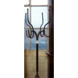 A WROUGHT IRON HAT AND COAT STAND, 181cm high