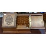 A COLONIAL CARVED CAMPHOR WOOD STATIONERY BOX, 41cm wide