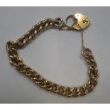 A 9CT YELLOW GOLD CHAIN LINK BRACELET with padlock clasp and safety chain, approx 13gm