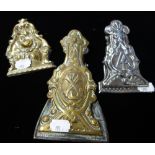 THREE VICTORIAN BRASS AND NICKEL PLATED LETTER CLIPS, (3)