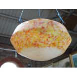 A VINTAGE 1930S MULTICOLOURED GLASS HANGING CEILING LIGHT