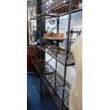 A LARGE PAIR OF WROUGHT IRON 'BOULANGERIE' DISPLAY SHELVES, each 199cm high x 76cm wide