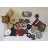 A QUANTITY OF WWII MEDALS, OTHER MEDALS, an enamel 'Head Boy' badge, and other items