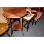 A GEORGE III DINING CHAIR with pierced splat and an Edwardian octagonal occasional table