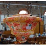 A VINTAGE 1930S MULTICOLOURED GLASS HANGING LIGHT SHADE