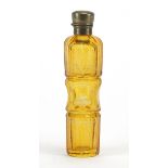 19th century Bohemian amber flashed cut glass scent bottle, etched with panels of stags, dogs and