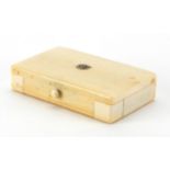 Rectangular Victorian diamond set ivory compact, the hinged lid having CR initials set with ten