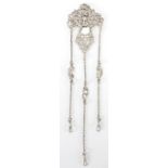 Victorian unmarked silver chatelaine, 28cm in length, approximate weight 59.5g :