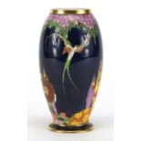 Carlton Ware Fantasia vase, hand painted and gilded with stylised birds and trees, factory marks and