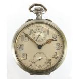 Vintage gentleman's alarm pocket watch, numbered 72067 to the case, 4.6cm in diameter Further