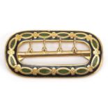 Victorian gold coloured metal enamel buckle, 5cm wide, approximate weight 12.9g Further condition