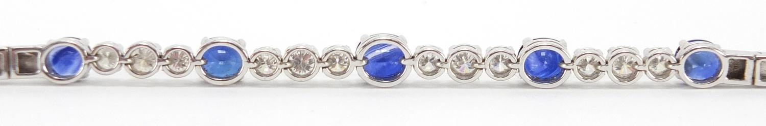 18ct white gold graduated Sapphire and Diamond bracelet, 18cm in length, approximate weight 13.9g - Image 7 of 10