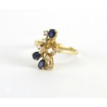 9ct gold garnet and clear stone ring, size R, approximate weight 3.2g : For further Condition