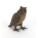 Austrian cold painted bronze owl, stamped Geschutzt twice and numbered 478, 8.5cm high Further