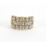 18ct gold diamond three tier cluster ring, size M, approximate weight 2.6g : For further Condition