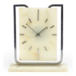 Art Deco onyx and chrome mantel clock with eight day Swiss movement, 30cm high Further condition