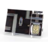 Art Deco Ronson combination ligther, clock and compact, 11cm wide Further condition reports can be