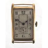 Art Deco gentleman's 9ct gold wristwatch, stamped Mobilia to the movement, 3cm x 1.7cm,