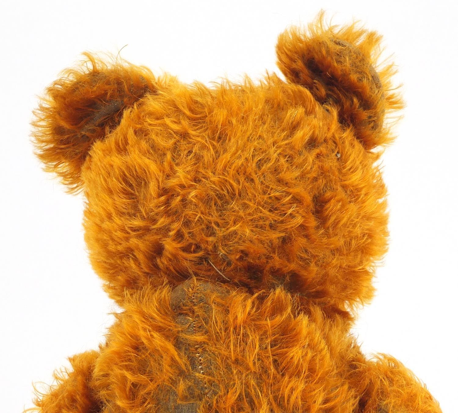 Vintage golden straw filled teddy bear with jointed limbs and beaded glass eyes, 65cm high Further - Image 5 of 5