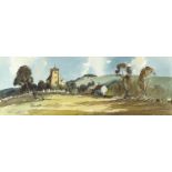 Edward Wesson - Chanctonbury from Washington, ink and watercolour, label verso, mounted and